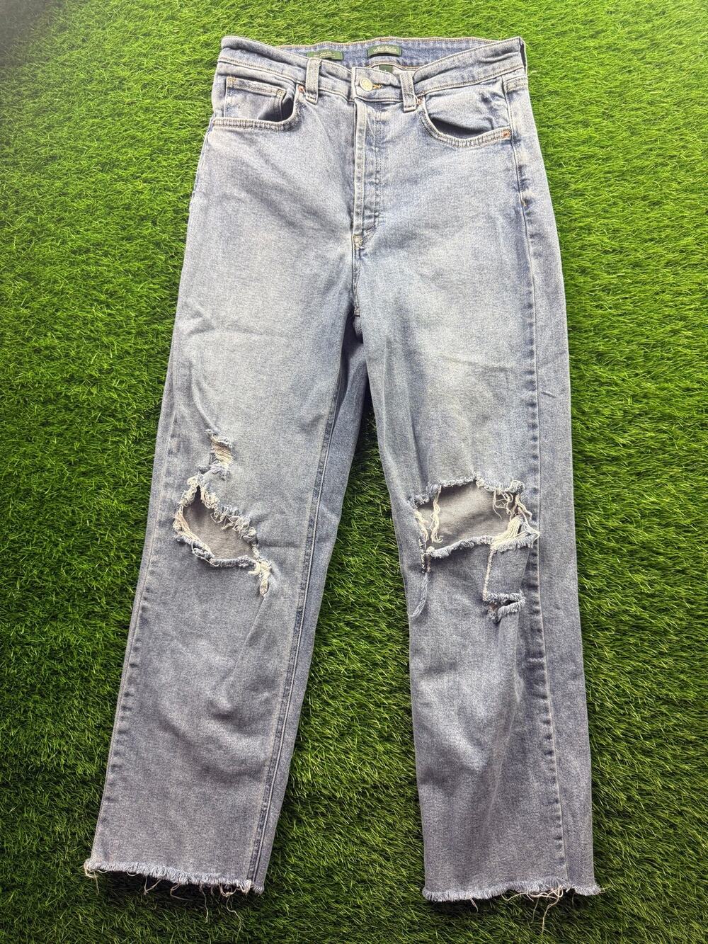 Wild Fable Jeans Women's 8 Super High Rise Straight Leg Ripped Frayed Hems Denim